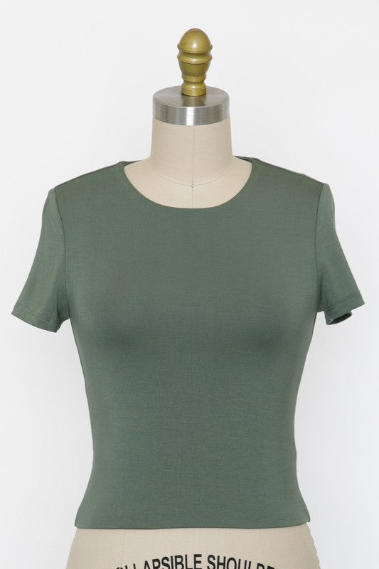 Solara Short Sleeve Basic Crop Top