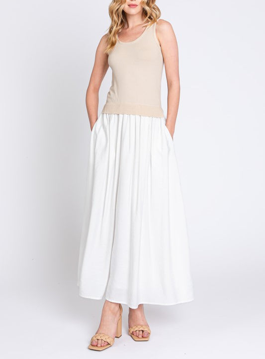 Madelyn Sleeveless Half Sweater Half Midi Dress (Various Colors)