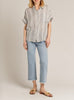 Maddie Striped Button Up Short Sleeve Shirt in Black/White