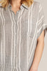 Maddie Striped Button Up Short Sleeve Shirt in Black/White