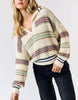 Coffee Run Striped Collared Fuzzy Sweater in Cream