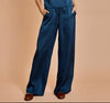 Indigo Nights Satin Wide Leg Pants in Navy