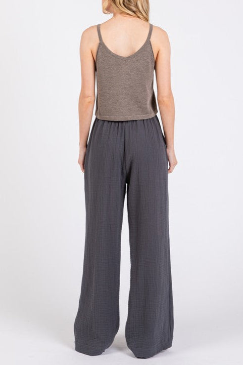 Beachside Wide Leg Cotton Gauze Pants (Assorted Colors)