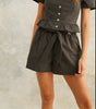 Shadow Puff Paperbag Tie Waist Shorts in Charcoal (Set)