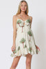 Palm Paradise thin adjustable strap elastic back waisted mini dress