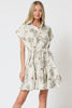 Weekend Bloom Button Down Tie Front Waisted Mini Dress