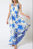 Blue Mirage Sleeveless Button Down Tie Front Waisted Jumpsuit
