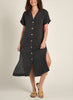 Beachy & Breezy Button Down Dress in Washed Black