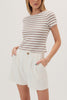 Rosewater Crop Striped Short Sleeve Top