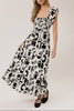 Stolen Glances Abstract Smocked Ruffle Dress