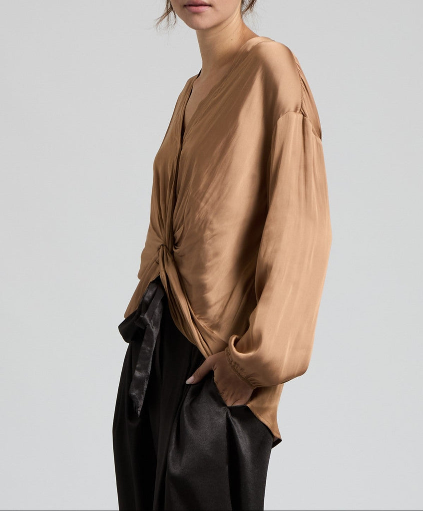 Butterscotch Satin High-Low Blouse