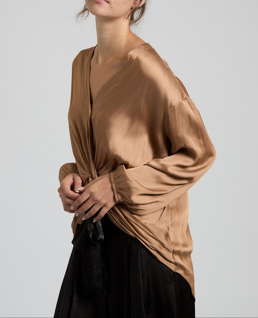 Butterscotch Satin High-Low Blouse