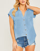 Ariana Tencel Collared Button Down Top In Denim Blue