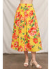 Golden Hibiscus A Line Button Front Skirt