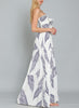 Daily Paradise Tube Smocked Tied Front Bow Tiered Maxi Dress In Ivory/Navy