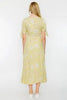 Citrus Flutter Floral Print High-Low Short Sleeve Dress