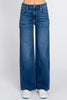 Pantopia High Rise Raw Hem Wide Leg Patch Pocket Dark Jeans