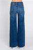 Pantopia High Rise Raw Hem Wide Leg Patch Pocket Dark Jeans