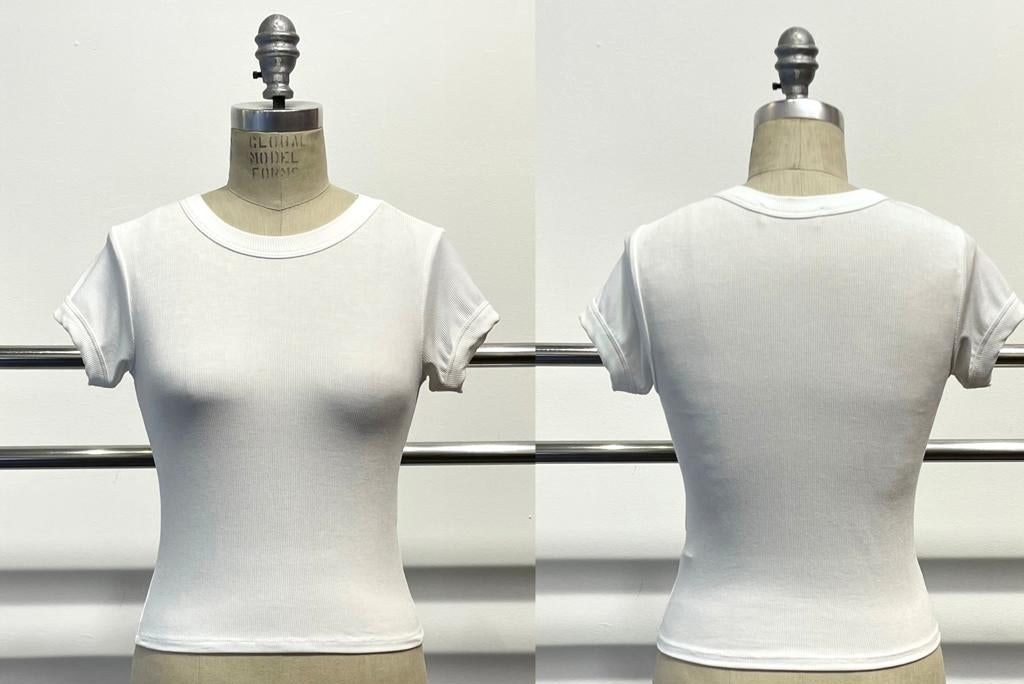 New Day Ribbed Crew Neck Top in Ivory