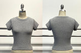 New Day Ribbed Crew Neck Top in Heather Grey