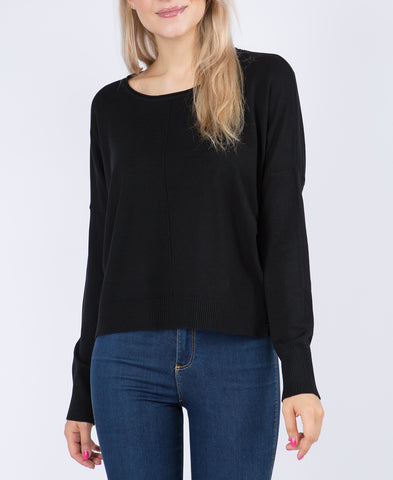 "Hello Beautiful" Short Sleeve Sweater Top In Black