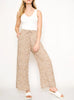 Amarillis Floral Print Wide Leg Drawstring Pants in Taupe