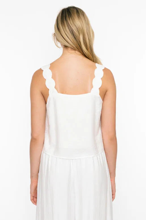 Sun Ray Day Scalloped Shoulder Wide Leg Set (Assorted Colors)