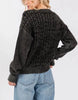 Midnight Essence Oversized Cable Knit Button Front Cardigan in Washed Black