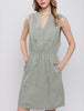 Darla Sleeveless Linen Dress In Moss