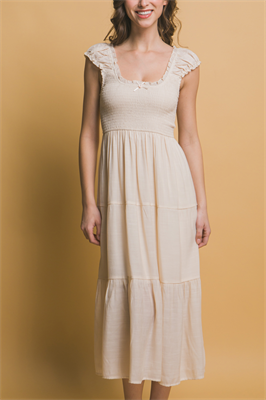 Flutter and Charm Bow Detail Ruffle Tiered Maxi Dress (Assorted)