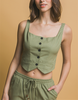 Linen Cloud Sleeveless Button Detail Vest (Assorted)