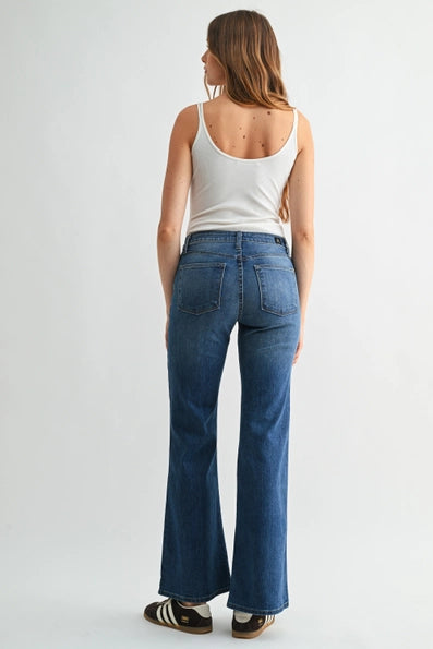 After Dark Mid Rise Wide Leg Flare Jeans