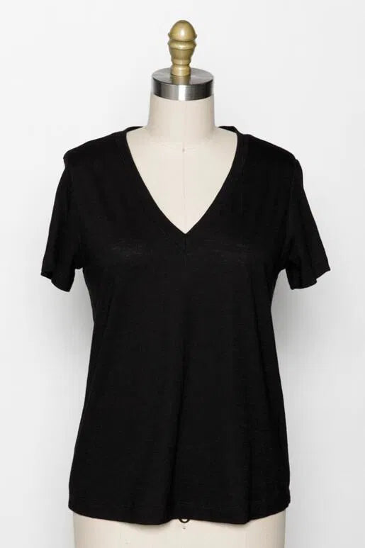 Soft & Simple Cotton V-Neck Short Sleeve Top (Assorted Colors)