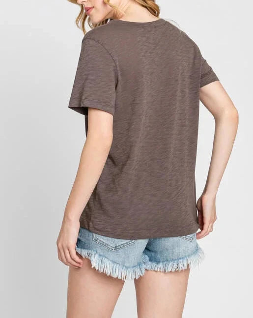 Soft & Simple Cotton V-Neck Short Sleeve Top (Assorted Colors)