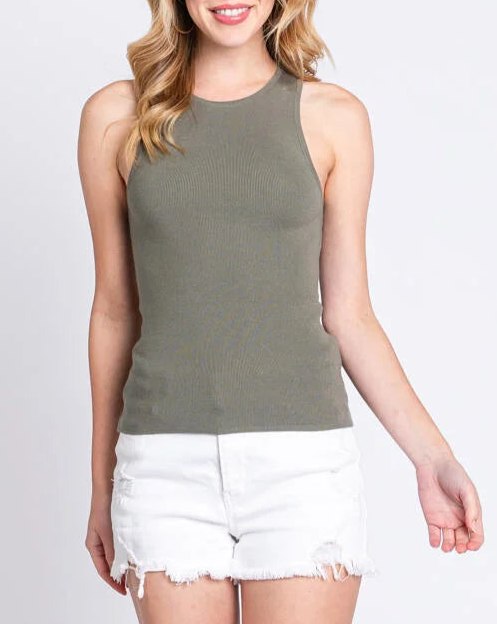 Plain As Day Round Neck Knit Sweater Tank Top (Assorted Colors)