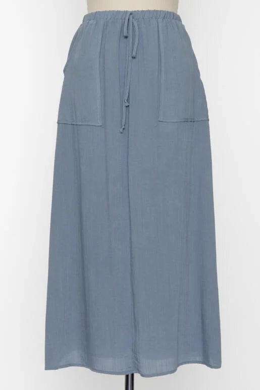 Beach Club Twin Pocket Drawstring Maxi Skirt (Assorted Colors)