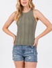 Toni Round Neck Variegated Ribbed Tank