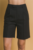 City Line Button Front Bermuda Shorts in Black
