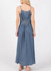 Alessandra Button Front Smocked Back Dress in Denim Blue
