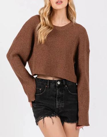 Crossing Comfort Soft Wrap Front Cropped Sweater (Assorted)