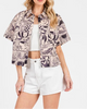 Maui Soleil Cropped Button Up Short Sleeve Top