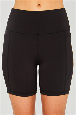 Street Chic High Waisted Bike Shorts with Pockets in Black
