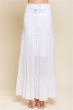 Lorelai Smocked Waist Tiered Maxi Skirt In Ivory
