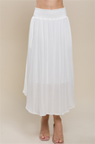Evie Flowy Crepe Maxi Skirt With Smocked Waistband in White