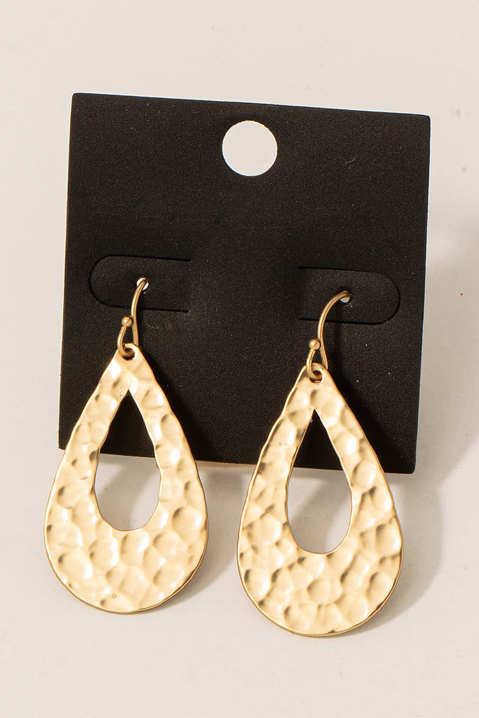 Hammered Thick Teardrop Earrings (Assorted Colors)