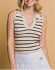 Modern Lines Striped Knit Collared Tank Top (Assorted)