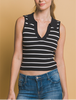 Modern Lines Striped Knit Collared Tank Top (Assorted)