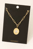 Gold Chainlink Necklace with Rhinestone Pendant