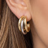 Triple Two-Toned Metal Hoops