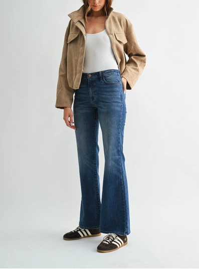 After Dark Mid Rise Wide Leg Flare Jeans